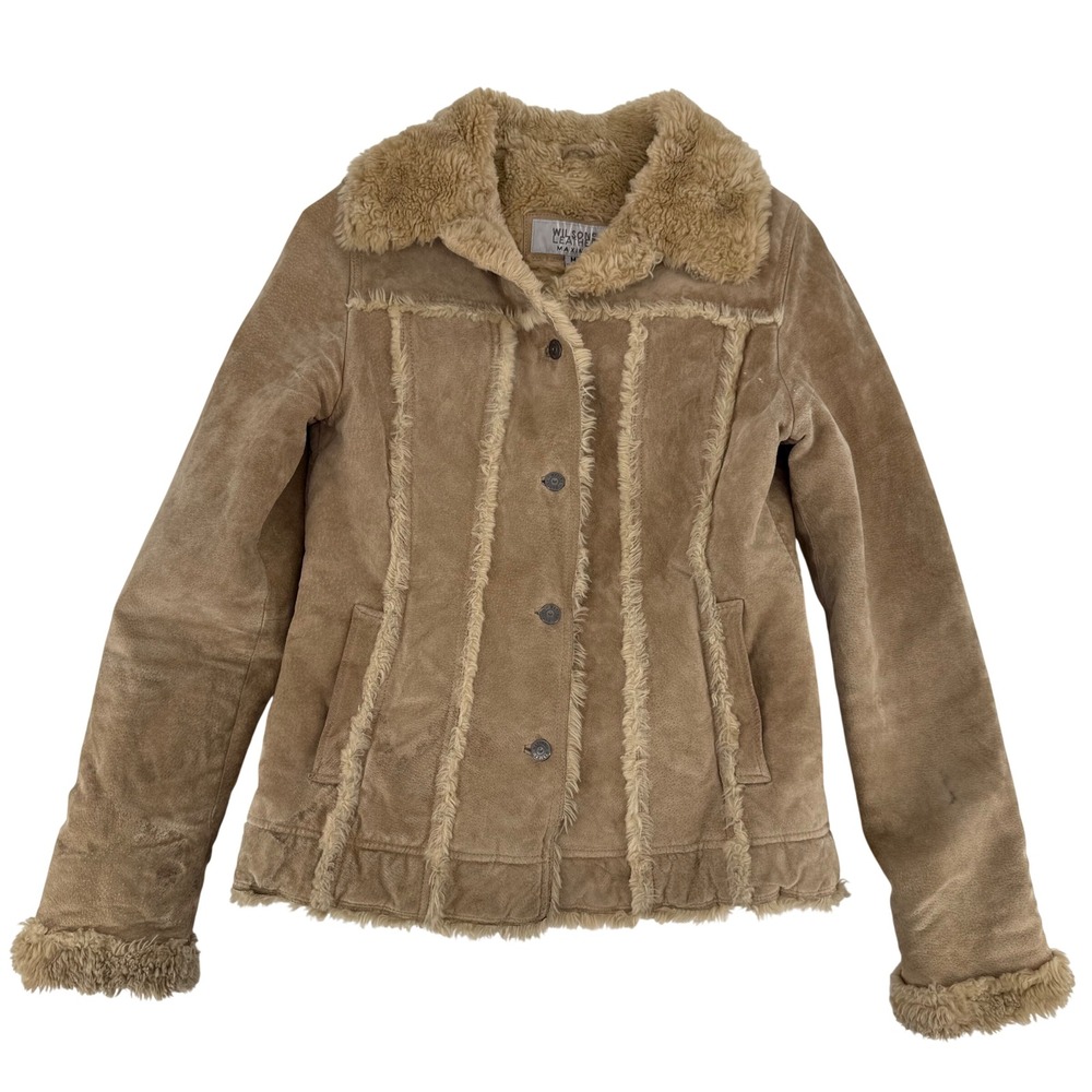 Vintage Wilsons Leather Maxima Penny Lane Shearling Suede Jacket Tan Medium
